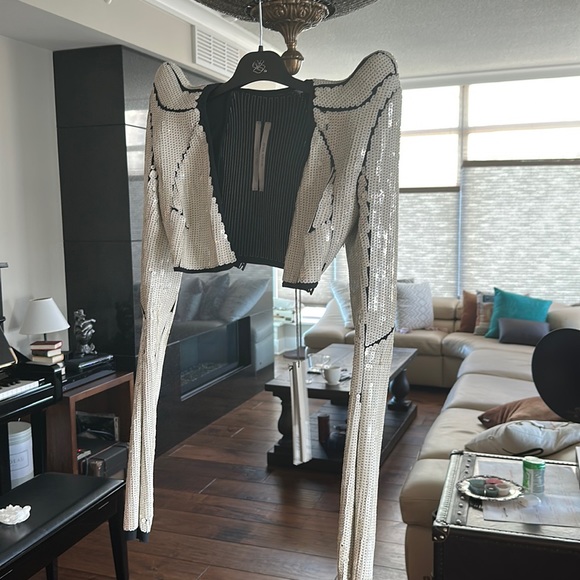 SOLD- RARE FIND Brand new Rick Owen cropped sequined jersey top - Picture 2 of 5